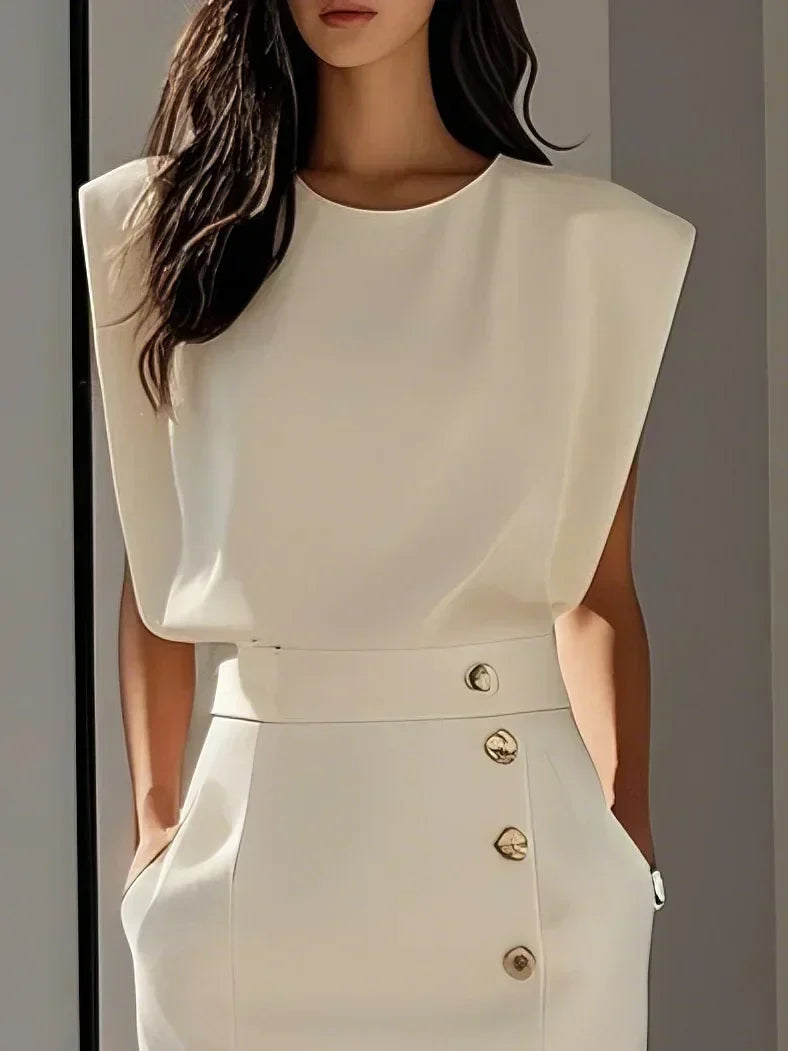 Florine – Robe midi élégante avec boutons femme