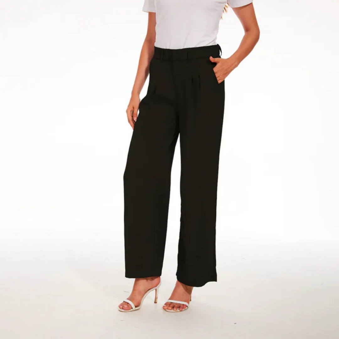 Mireille – Pantalon décontracté taille haute à jambes larges femme