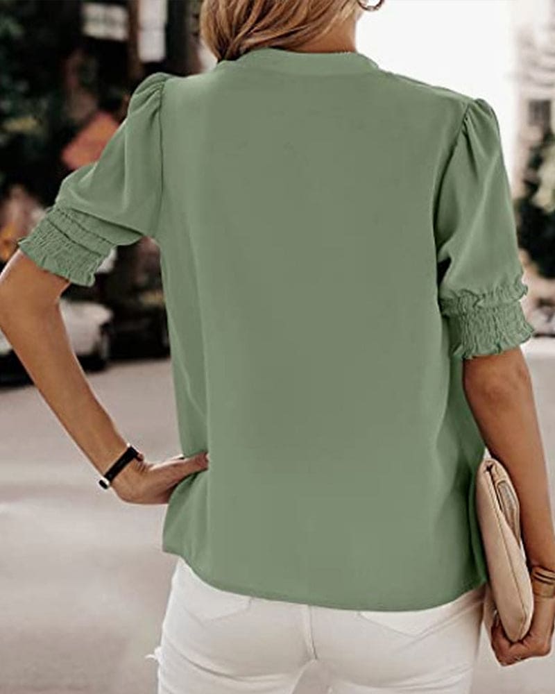 Capucine – Blouse à manches courtes et col en V femme