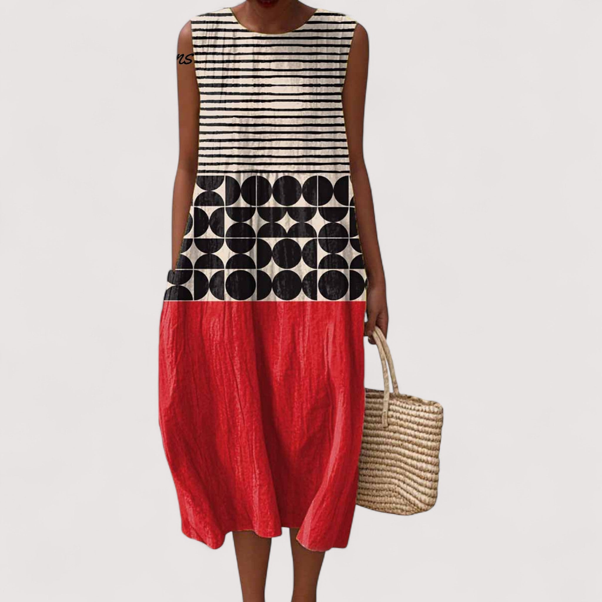 Sixtine – Robe midi d'été color block à coupe ample femme