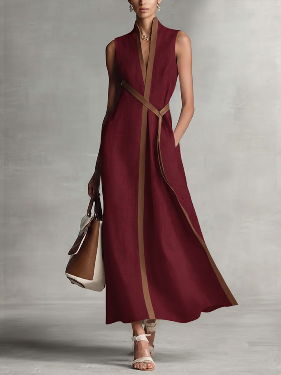 Chloé – Robe longue en lin sans manches coupe fluide