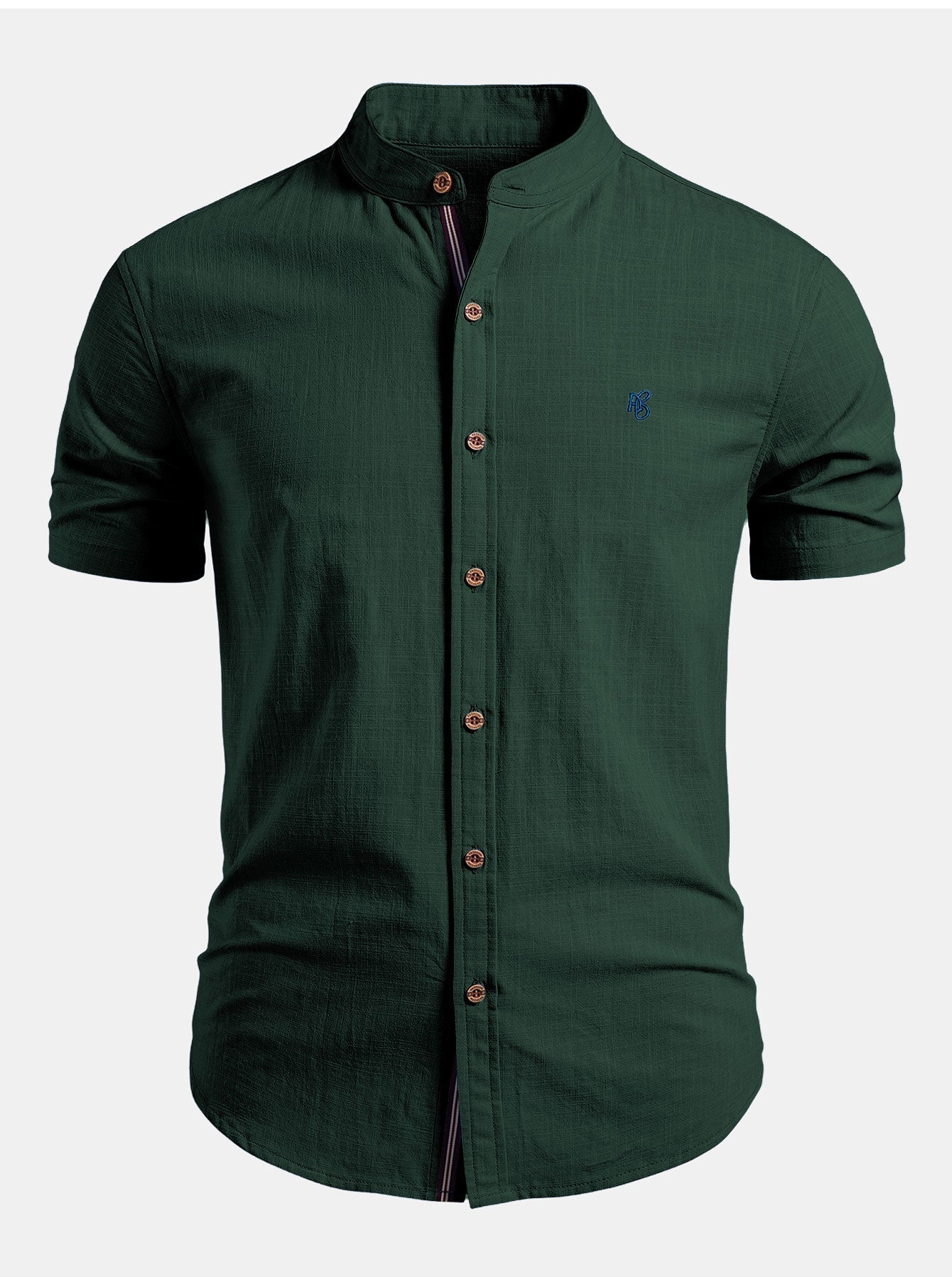 Chemise homme à manches courtes et col mao coupe ajustée