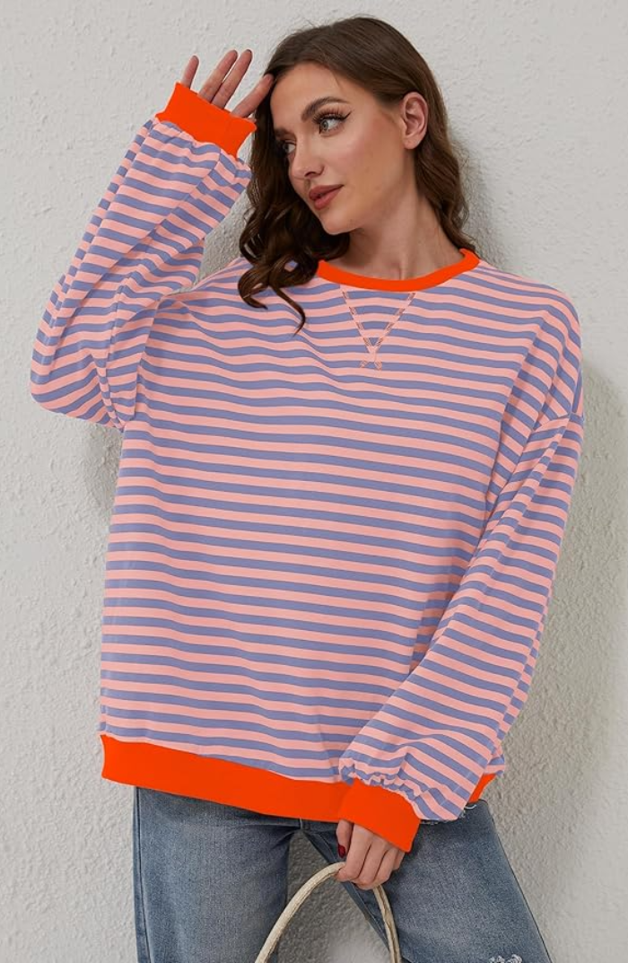 Élodie – Pull oversize femme à rayures