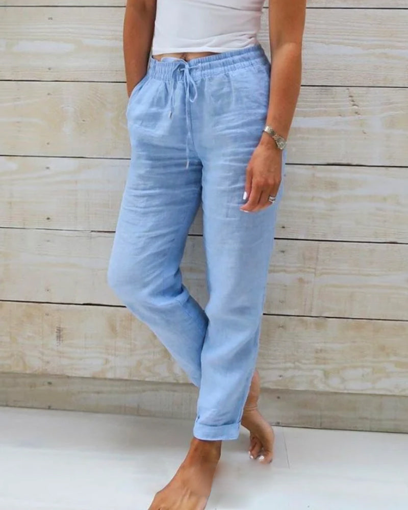 Soline – Pantalon de loisirs raccourci à cordon de serrage femme