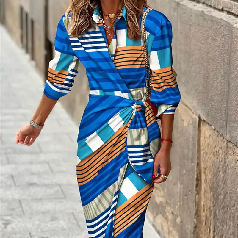 Juliette – Robe portefeuille midi à manches trois-quarts femme
