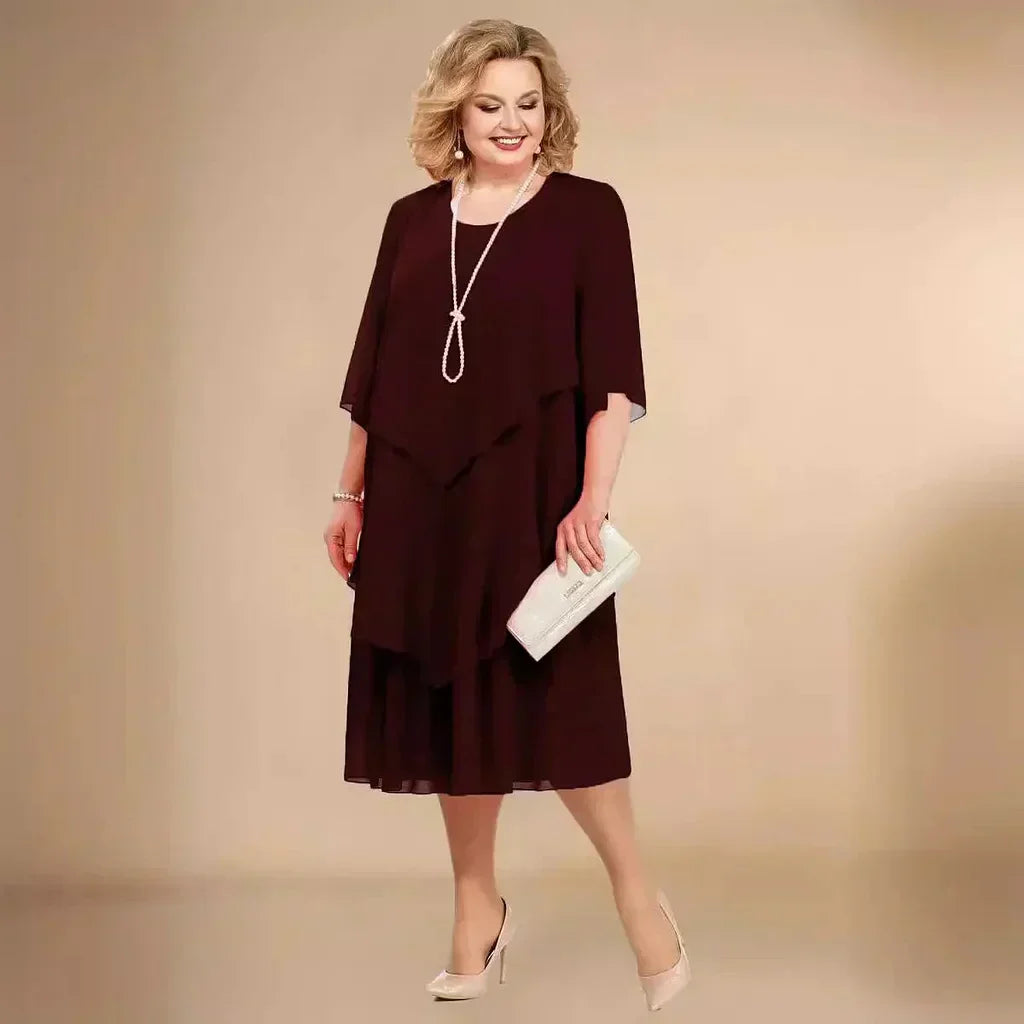 Robe de cocktail midi fluide à effet drapé
