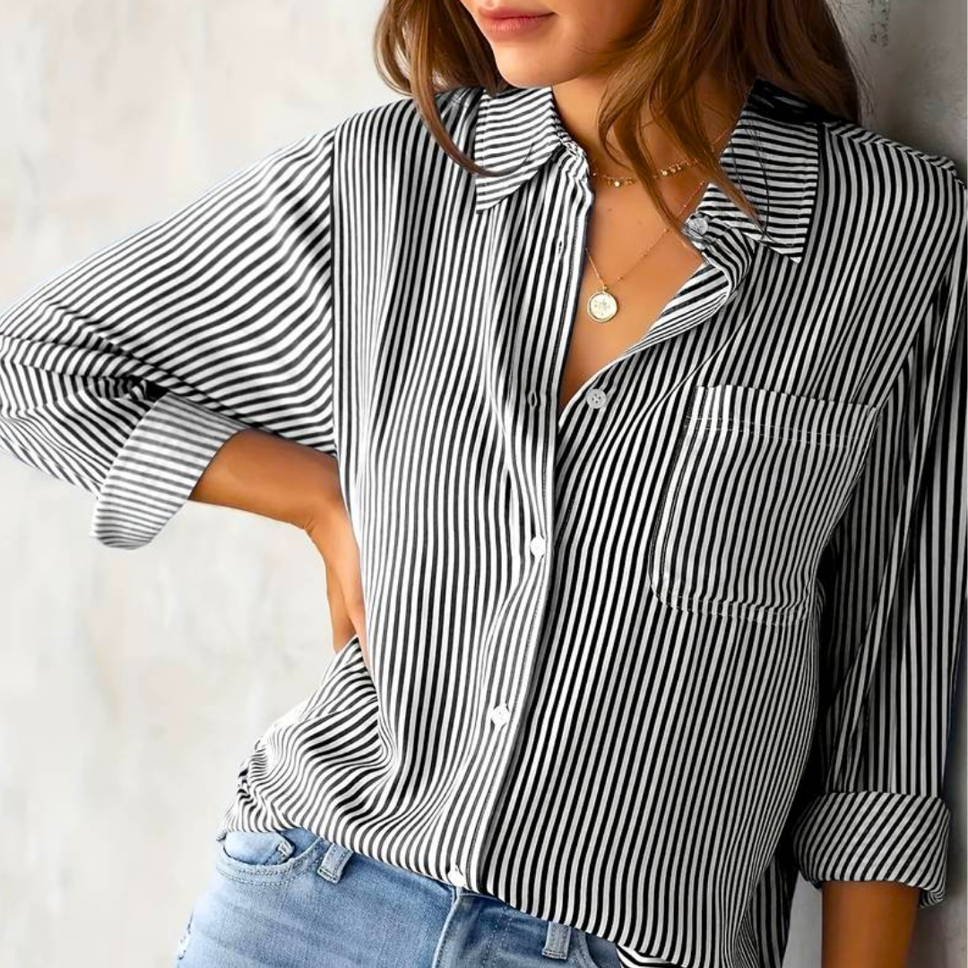 Lucie – Blouse à rayures manches longues d’été femme
