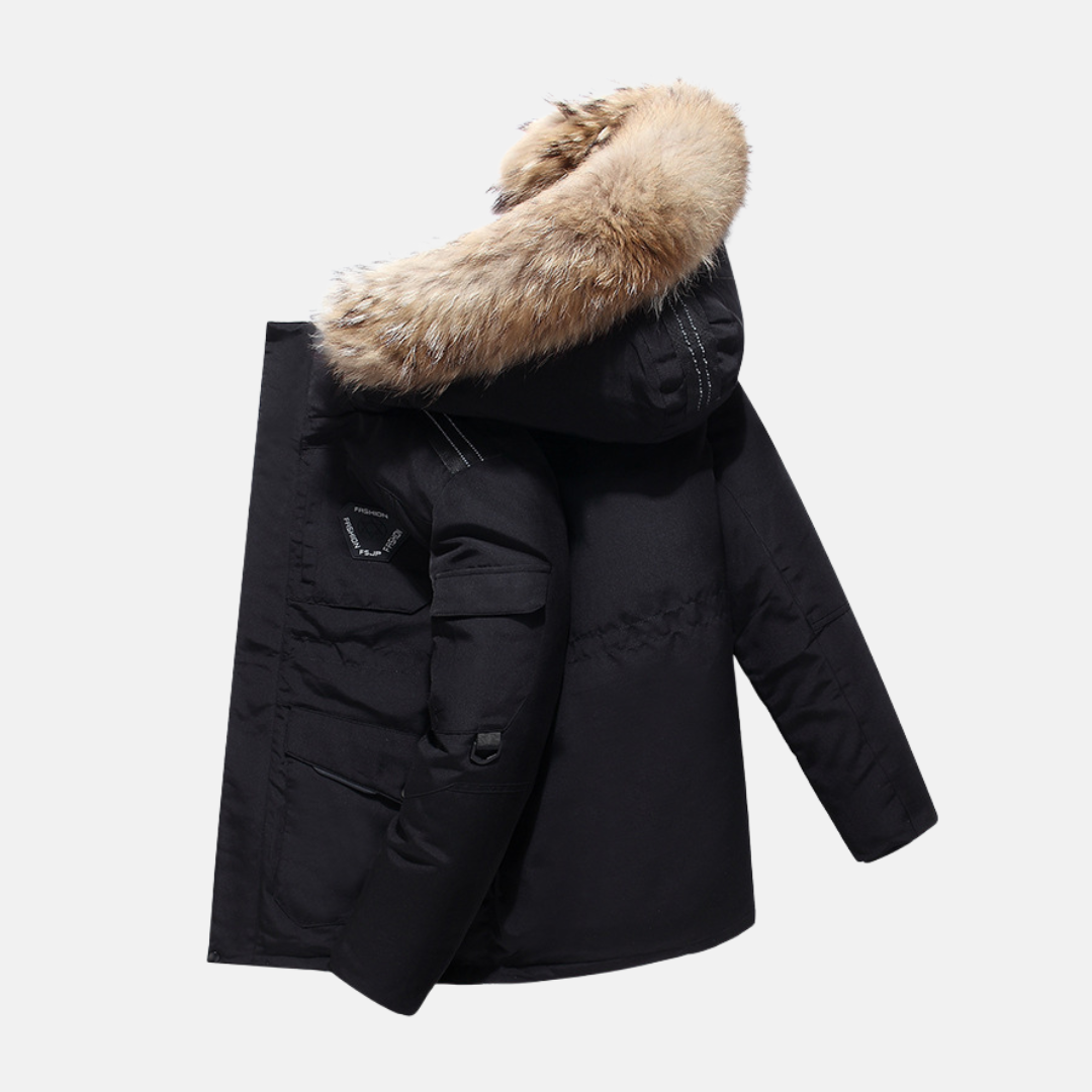 Adrien – Manteau homme hiver avec col en fausse fourrure