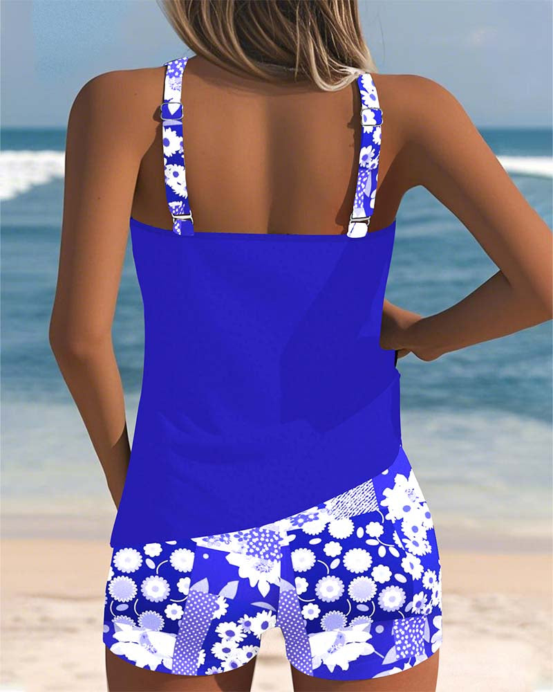 Tankini femme avec short, maillot de bain imprimé séchage rapide