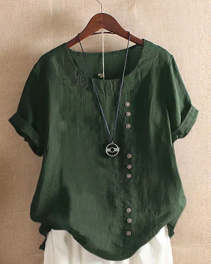 Maëva – Blouse d’été à manches courtes et col rond femme