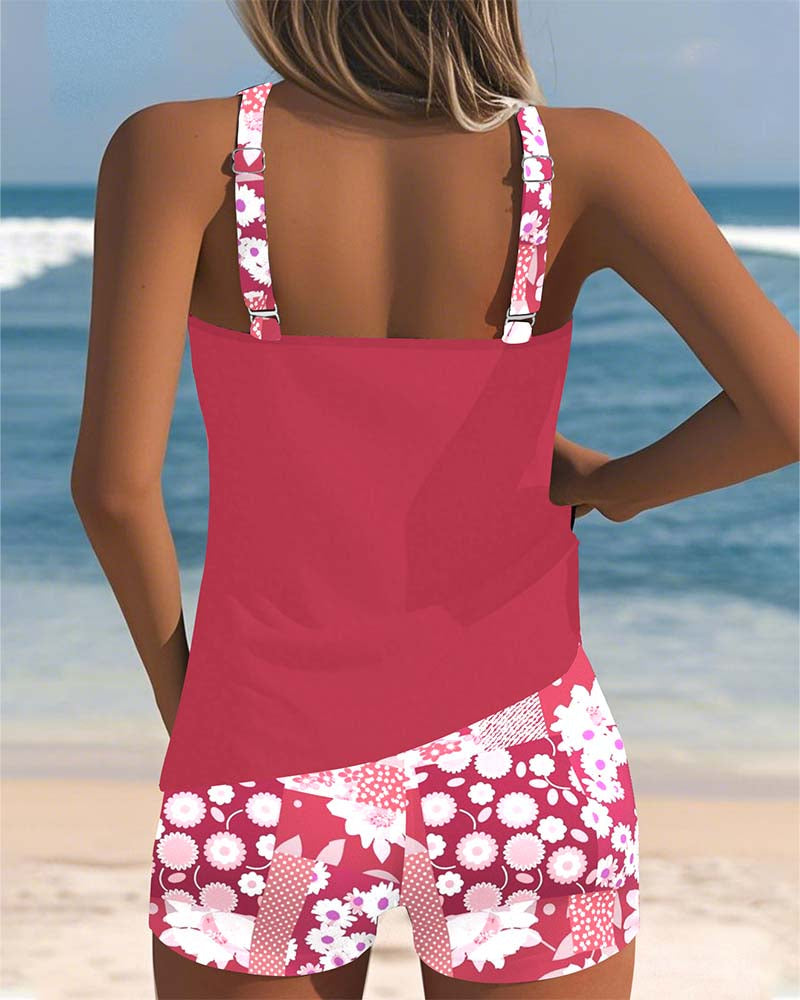Tankini femme avec short, maillot de bain imprimé séchage rapide