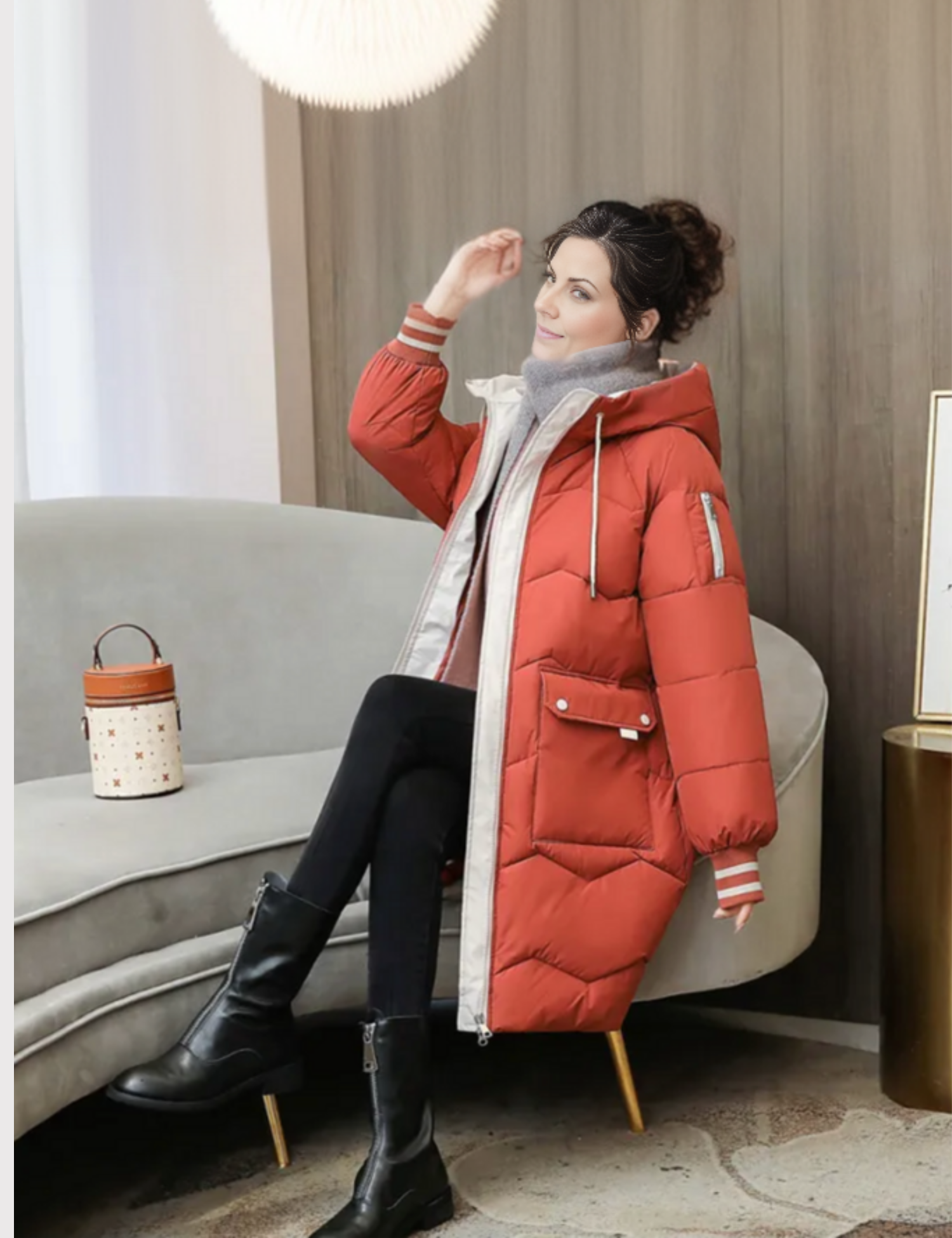 Félicia – Long manteau d’hiver chaud à capuche femme