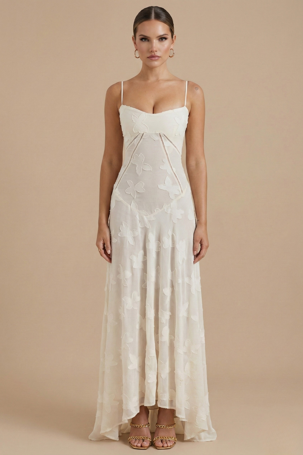 Joséphine – Robe maxi fleurie élégante à bretelles fines et corsage ajusté femme