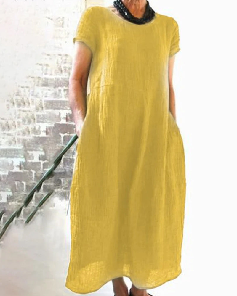 Zoé – Robe midi à manches courtes femme