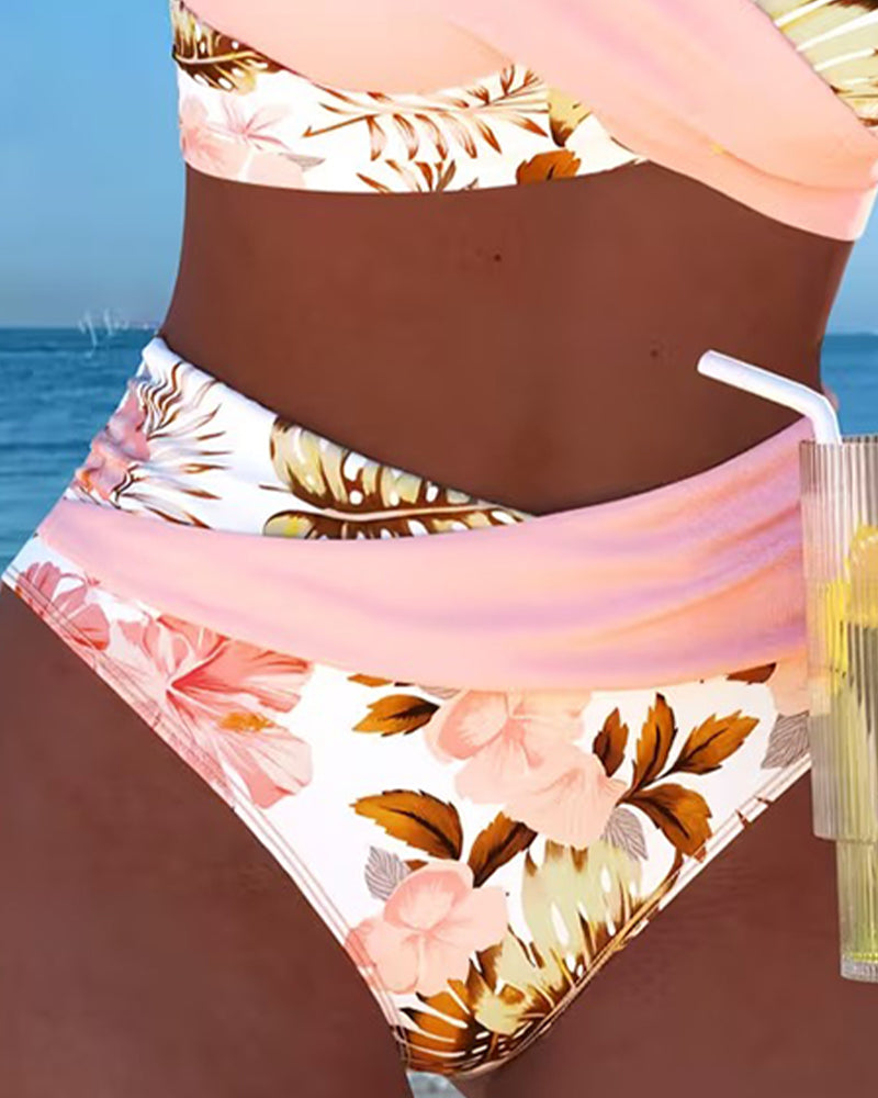 Ensemble tankini femme imprimé sans manches à dos nu avec short assorti