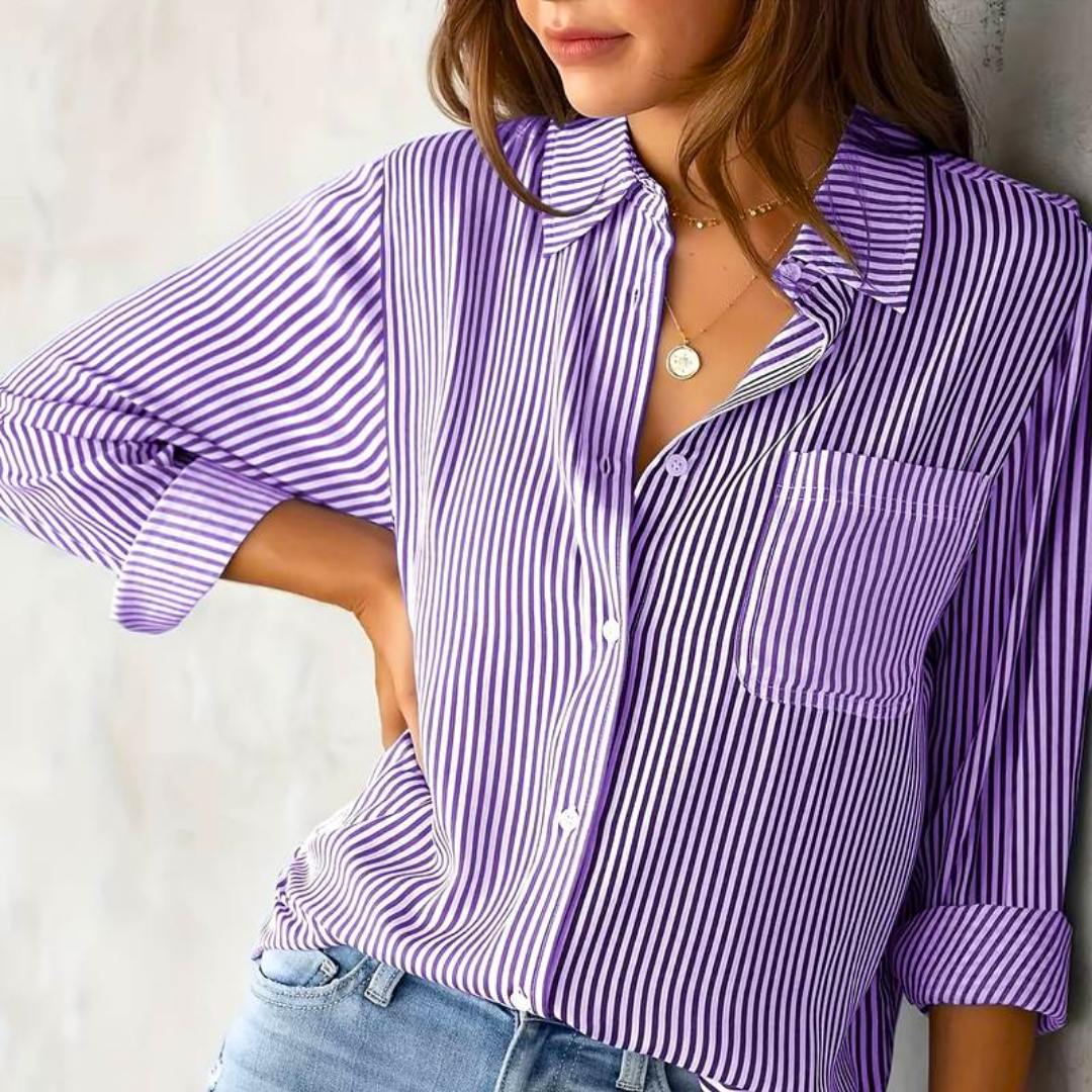 Lucie – Blouse à rayures manches longues d’été femme