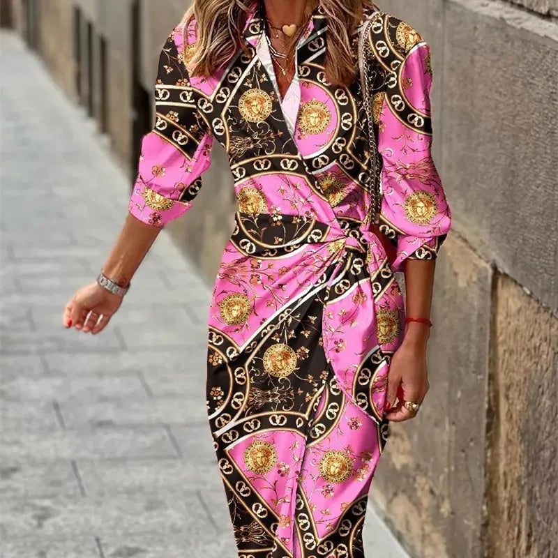 Juliette – Robe portefeuille midi à manches trois-quarts femme