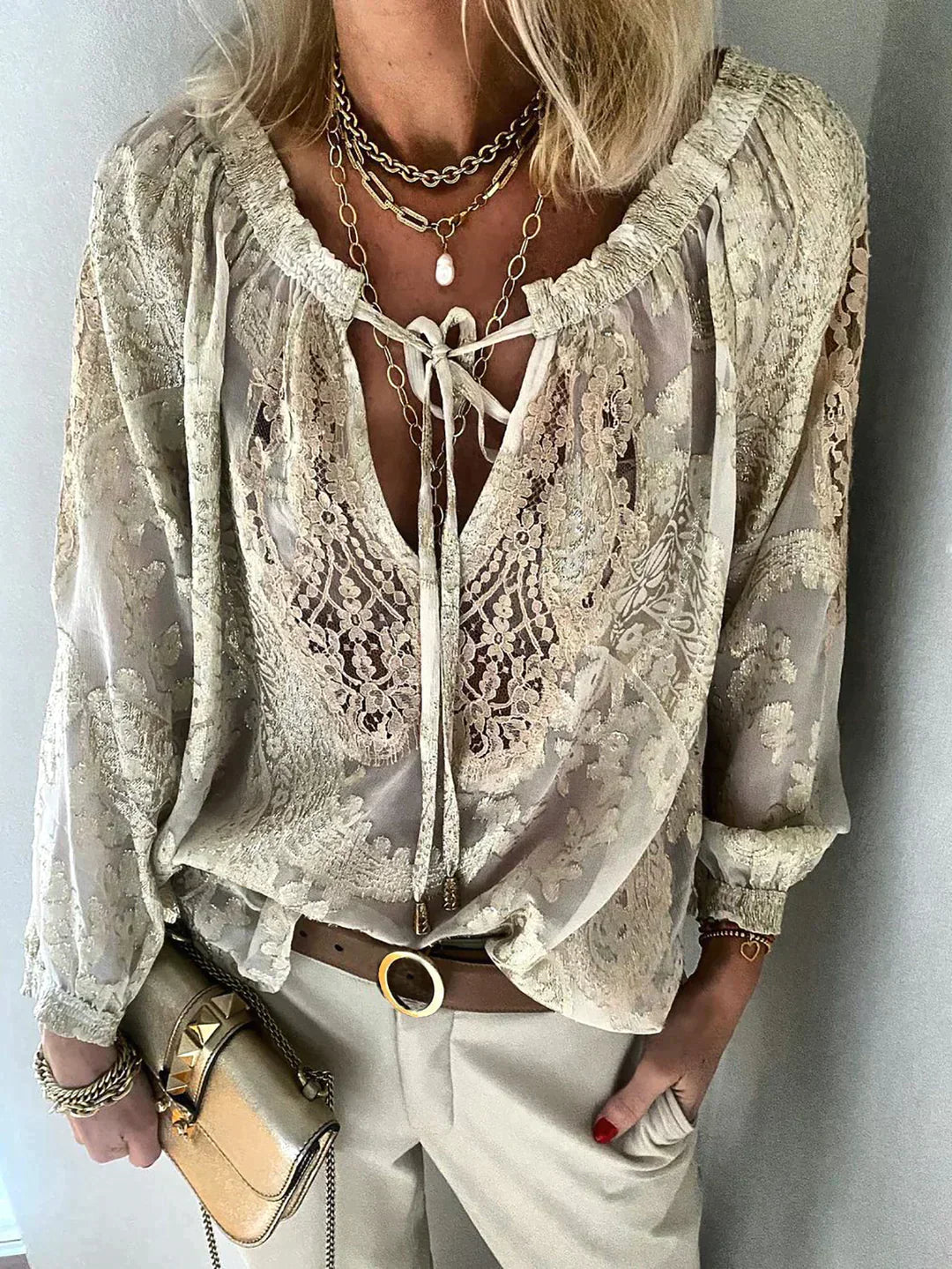 Romane – Blouse avec détails en dentelle femme