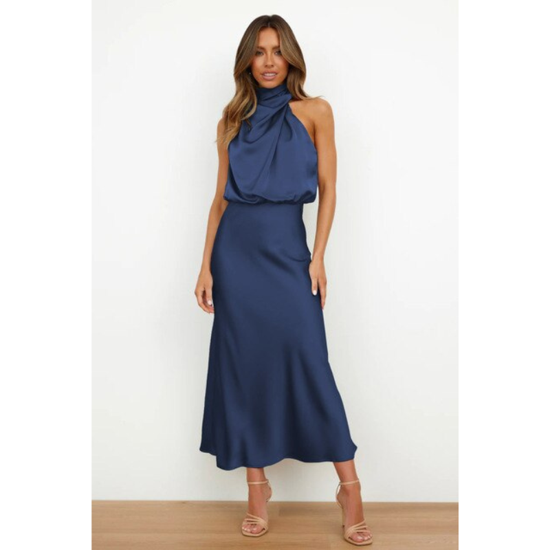 Victoire – Robe maxi de soirée à col halter femme