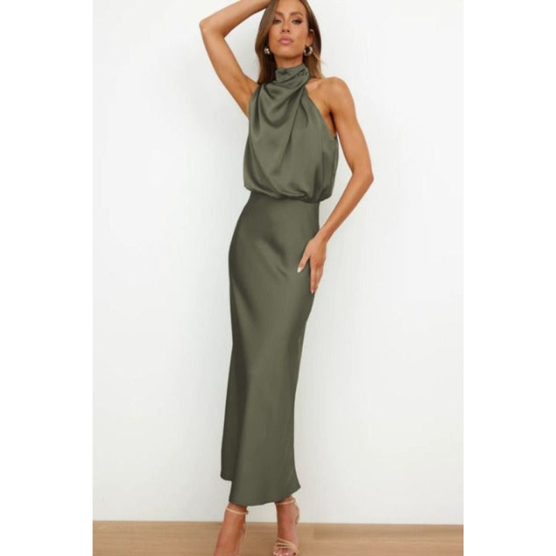 Victoire – Robe maxi de soirée à col halter femme