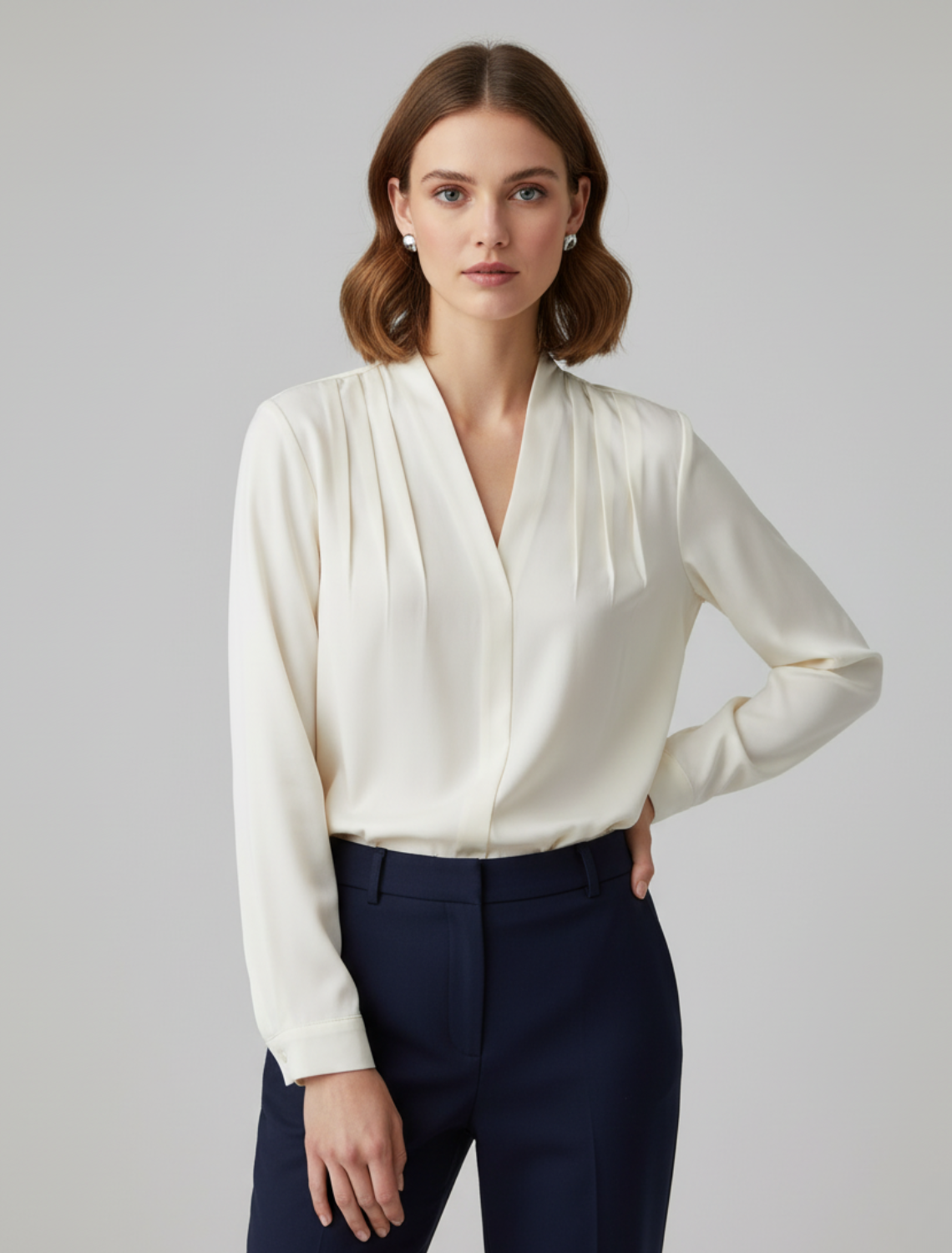 Léonie – Blouse en satin à manches bouffantes femme