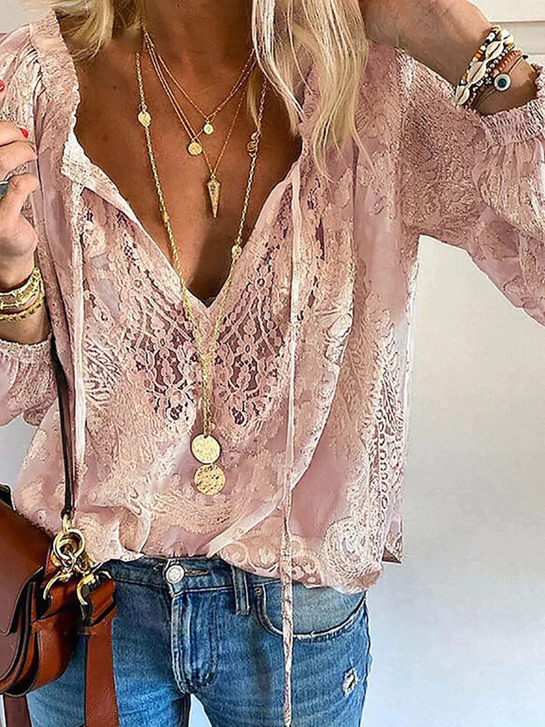 Romane – Blouse avec détails en dentelle femme