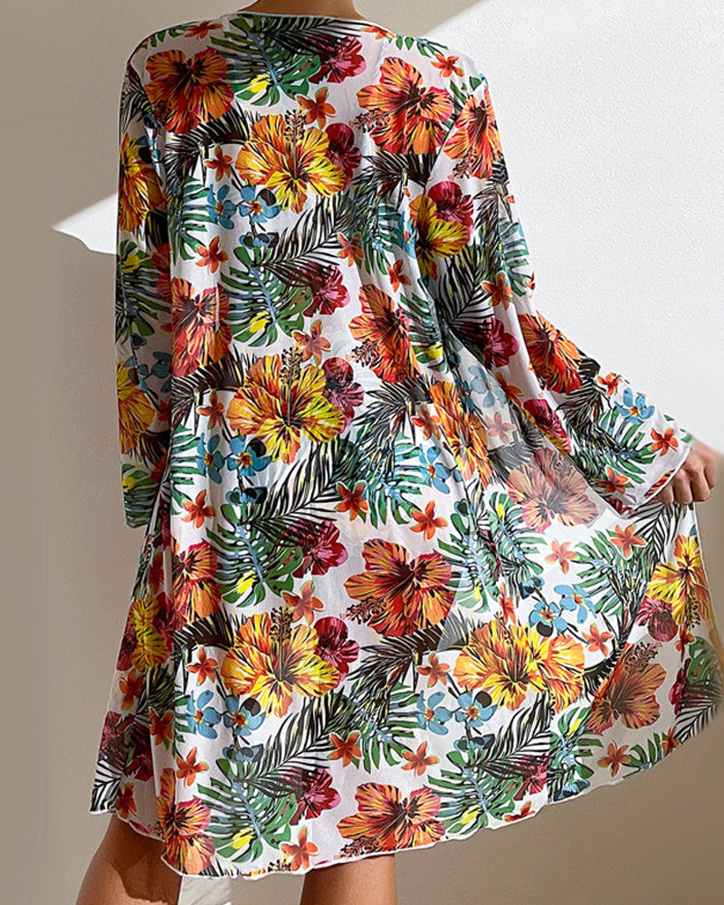 Valencia - Ensemble de Bikini Trois Pièces avec Fleurs