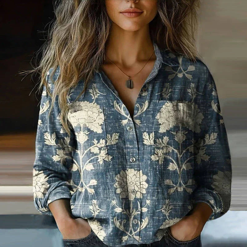 Ysaline – Blouse vintage à motif bohème femme