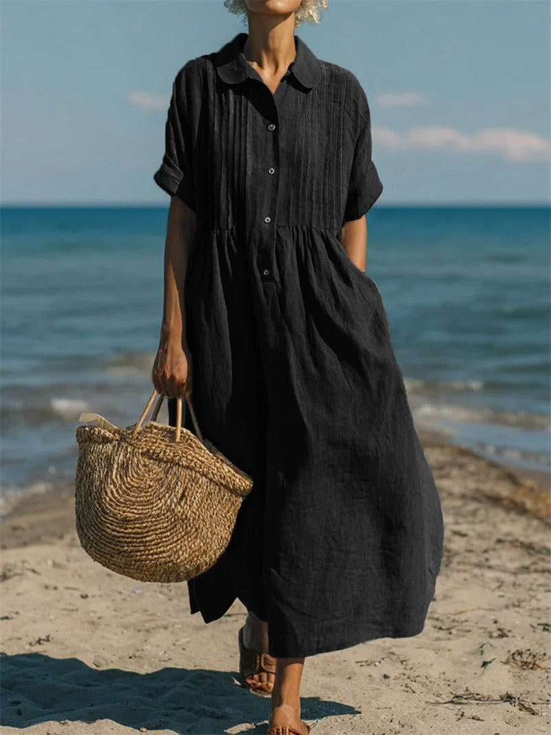 Aurélie – Robe chemise d'été élégante boutonnée femme