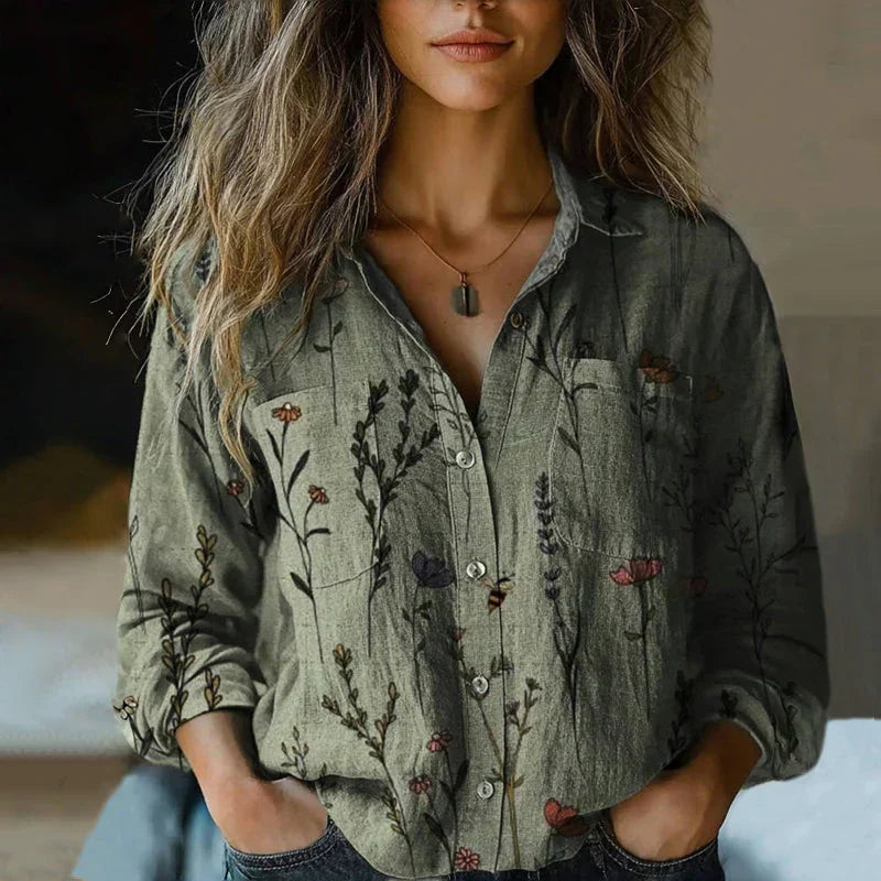 Ysaline – Blouse vintage à motif bohème femme