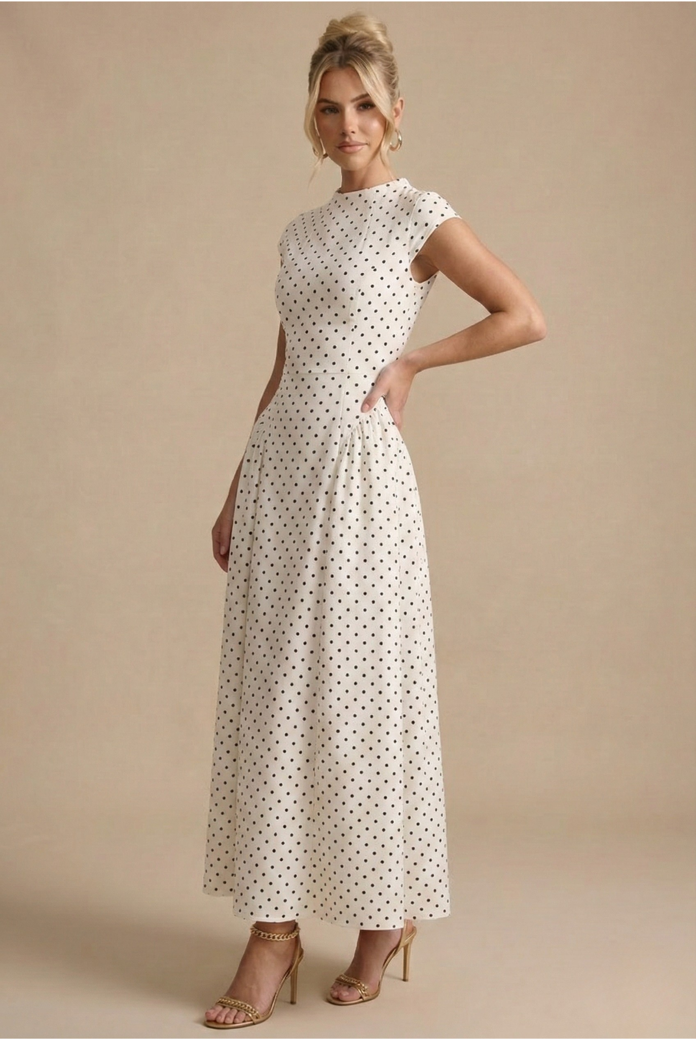 Marguerite – Robe maxi à pois femme