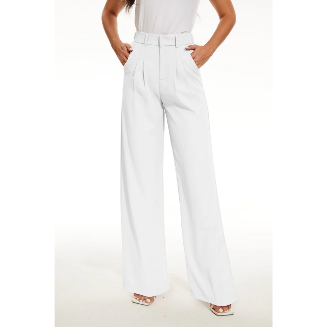 Mireille – Pantalon décontracté taille haute à jambes larges femme