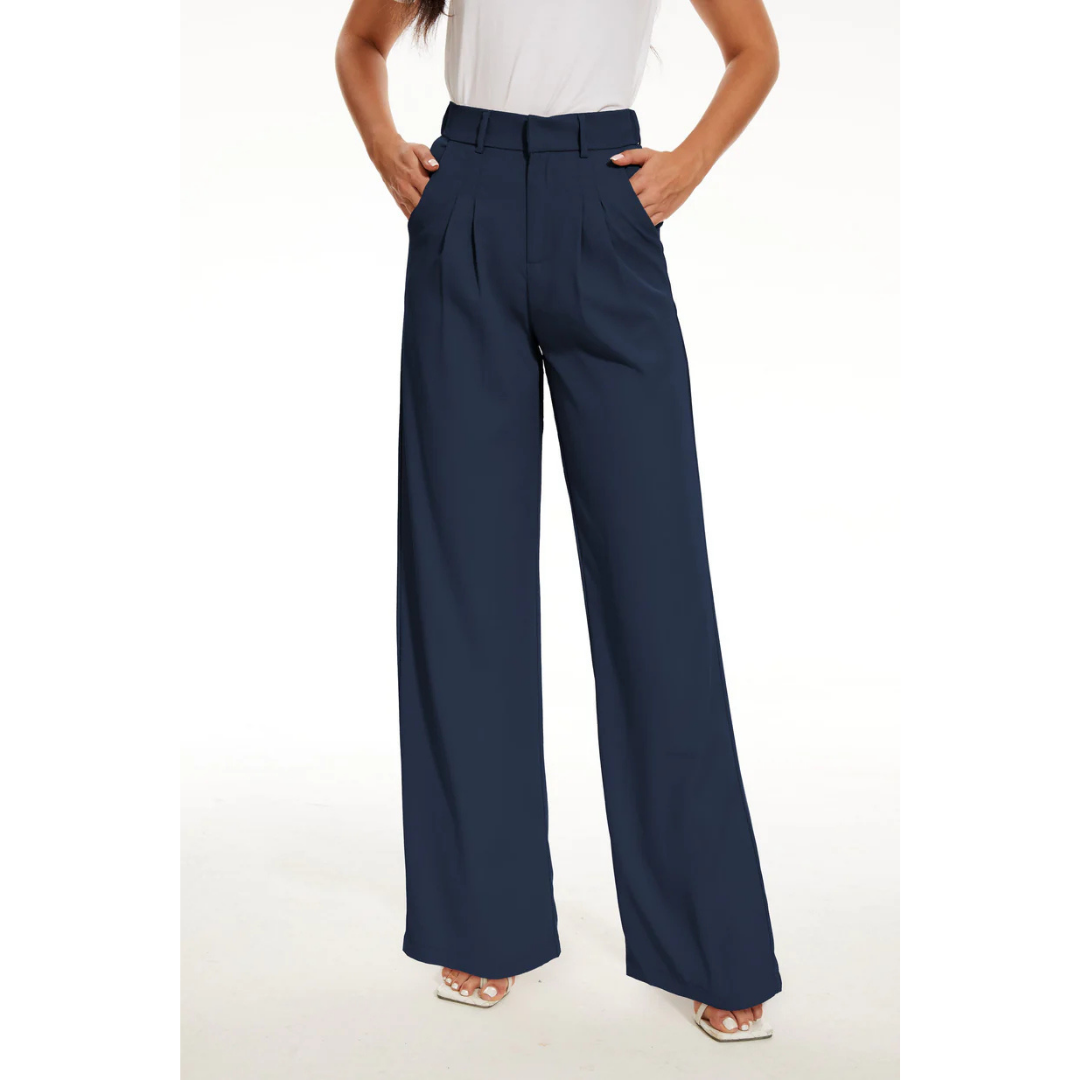 Mireille – Pantalon décontracté taille haute à jambes larges femme