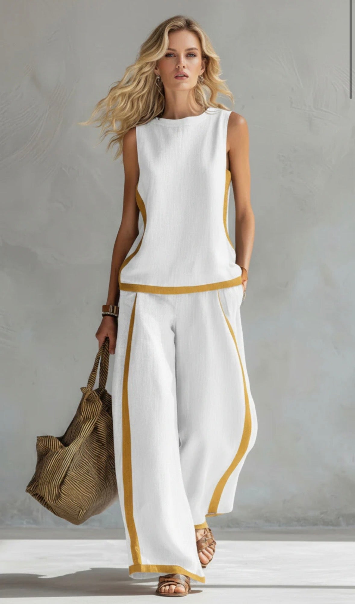 Bérangère – Ensemble élégant avec top sans manches et pantalon femme