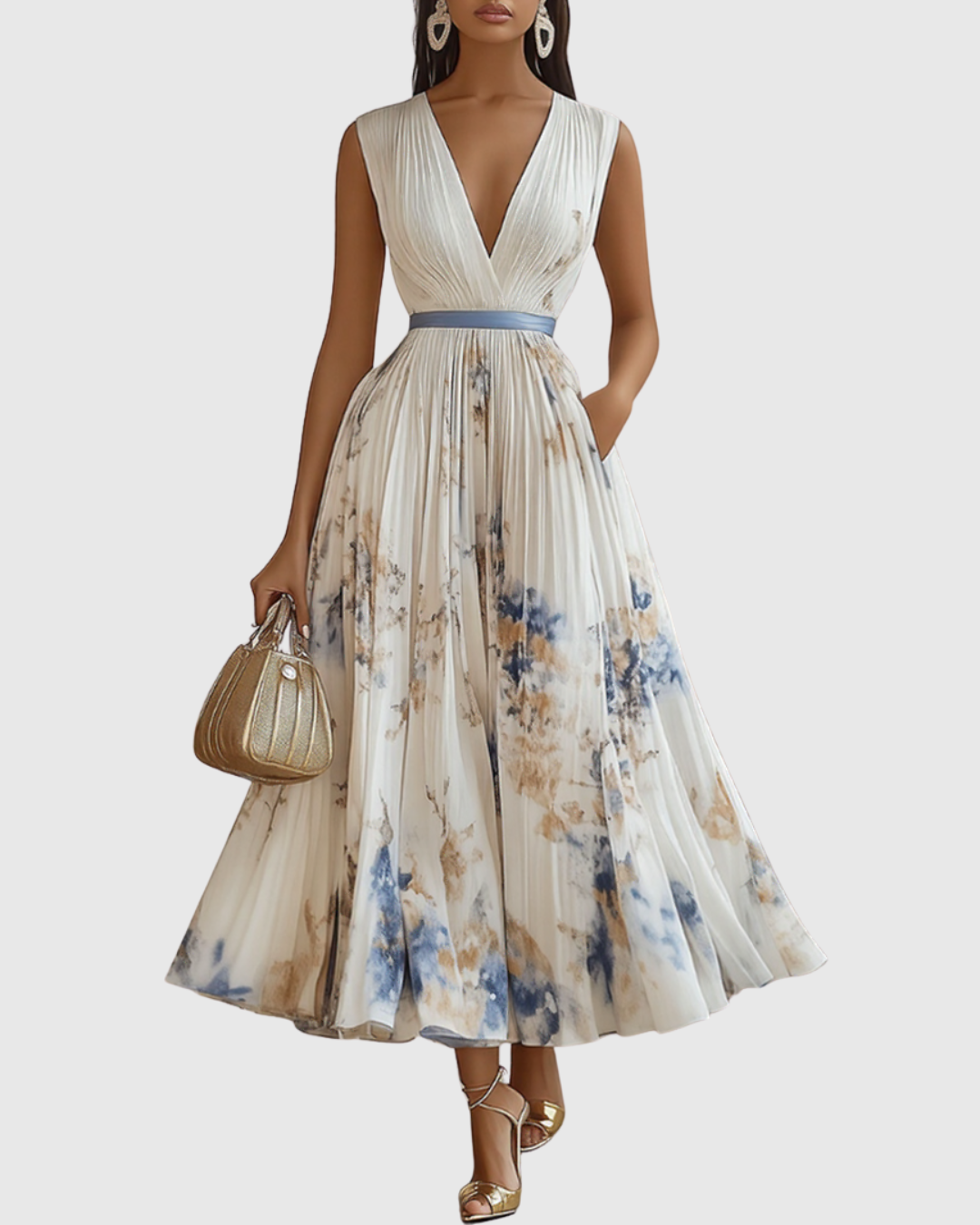 Apolline – Robe maxi élégante plissée femme