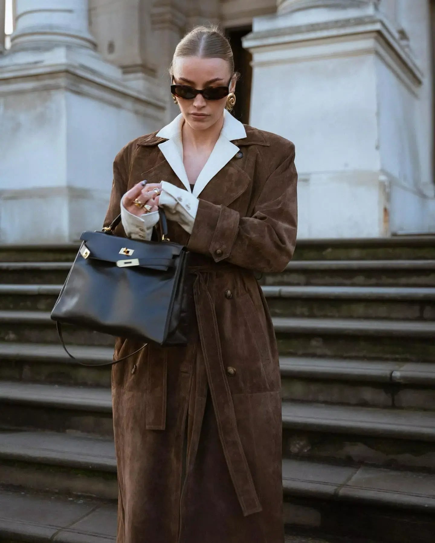 Séverine – Trenchcoat d’hiver en suédine femme