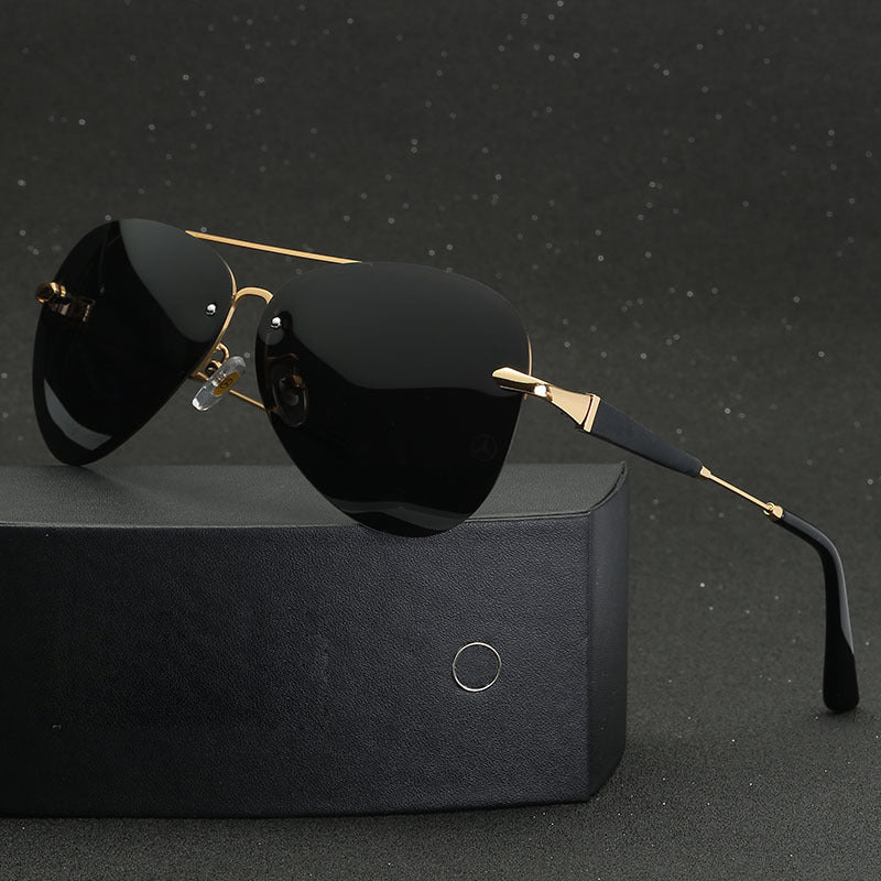 Lucas – Lunettes de soleil aviateur polarisées noires homme