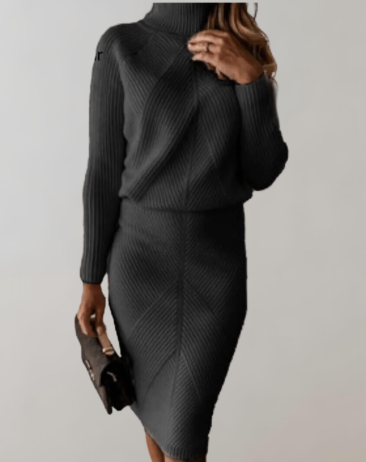 Mila – Ensemble deux pièces en maille avec col roulé et jupe ajustée femme