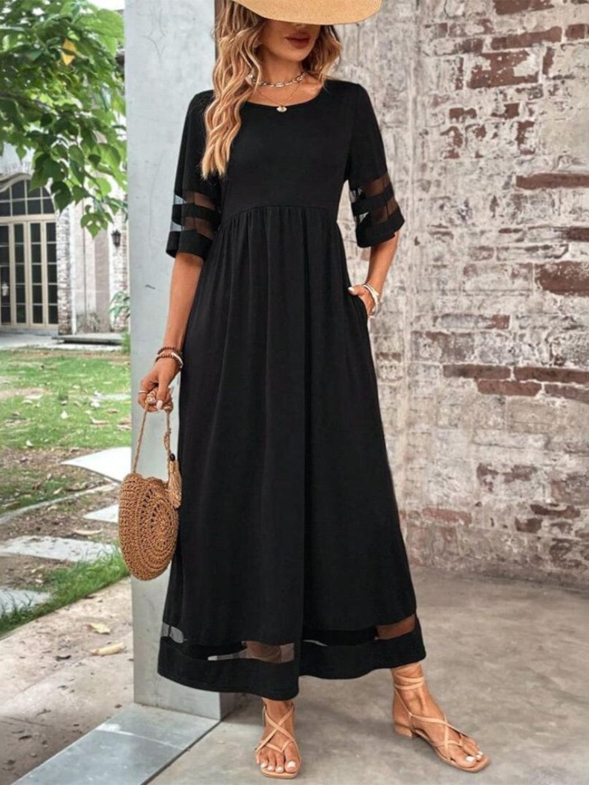Hortense – Robe maxi à manches mi-longues femme