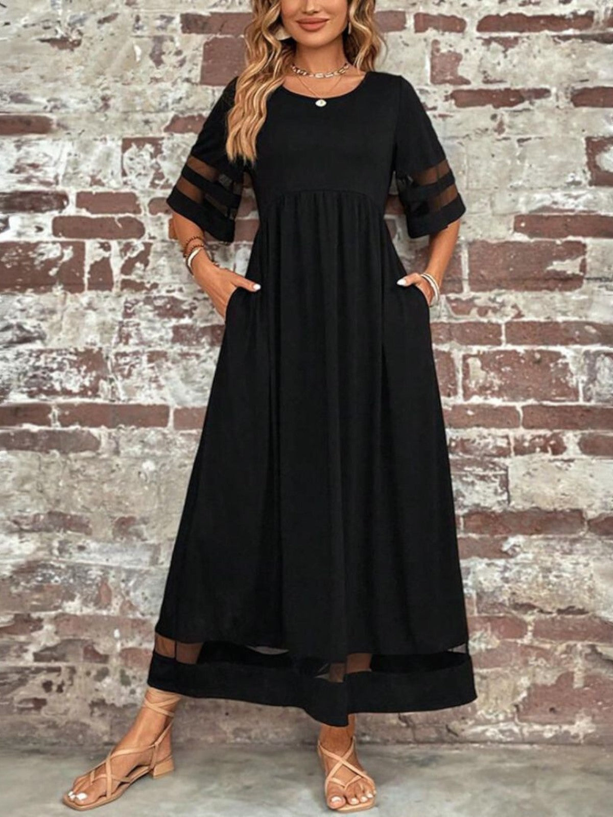 Hortense – Robe maxi à manches mi-longues femme