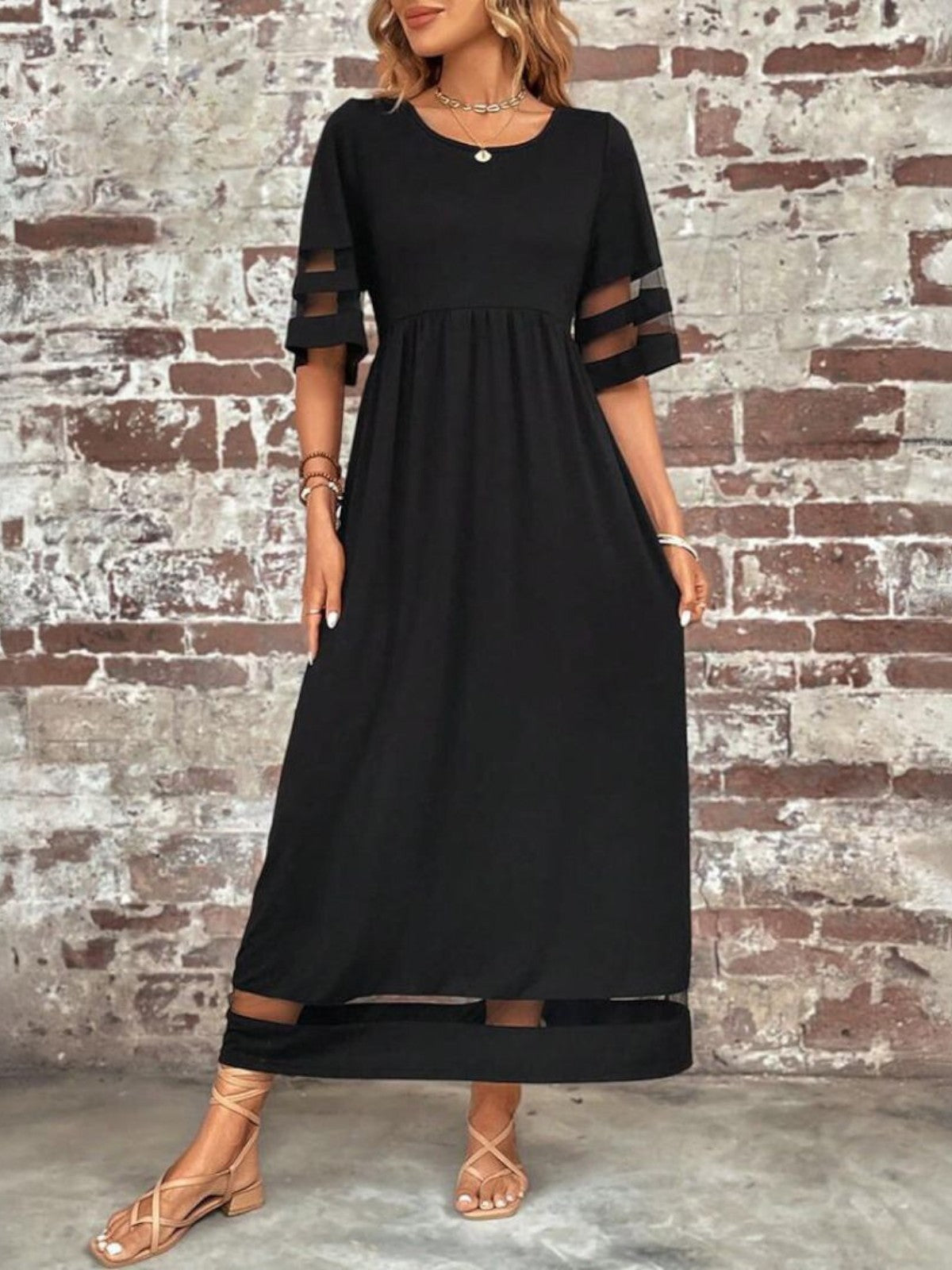 Hortense – Robe maxi à manches mi-longues femme
