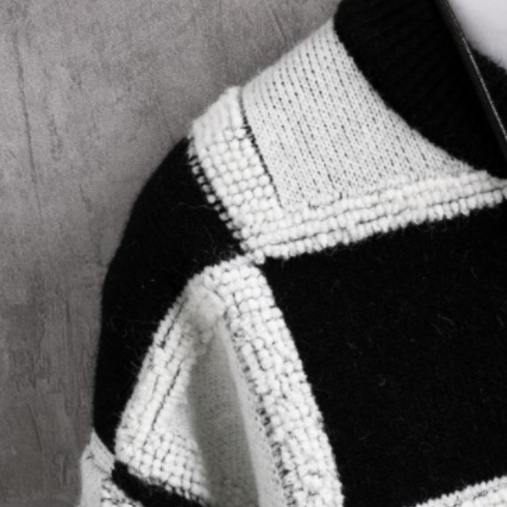 Maxime – Pull homme à carreaux et col rond