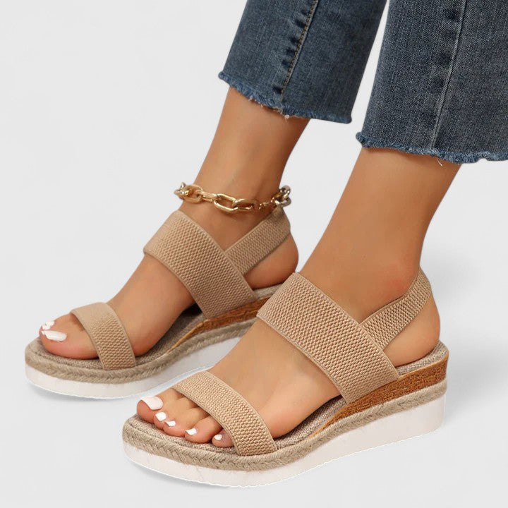 Eugénie – Sandales compensées à brides élastiques femme