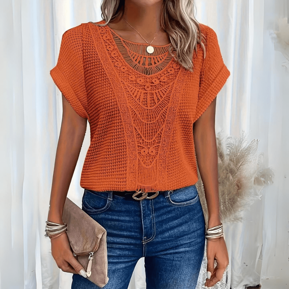 Blouse femme élégante à détails en dentelle