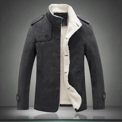 Adrien – Manteau d’hiver homme avec doublure en peau de mouton et boutons