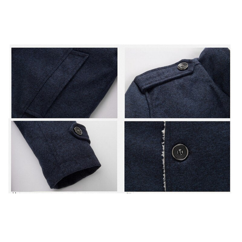 Adrien – Manteau d’hiver homme avec doublure en peau de mouton et boutons