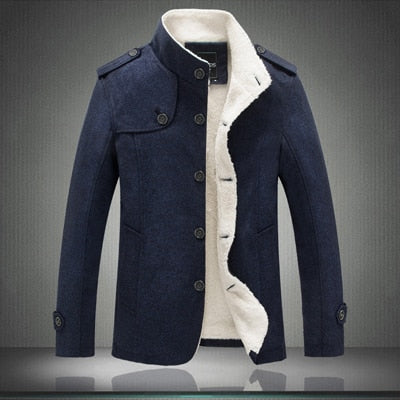 Adrien – Manteau d’hiver homme avec doublure en peau de mouton et boutons