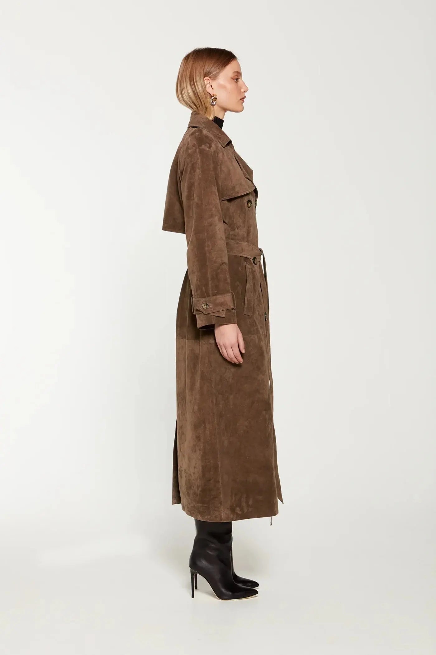 Séverine – Trenchcoat d’hiver en suédine femme