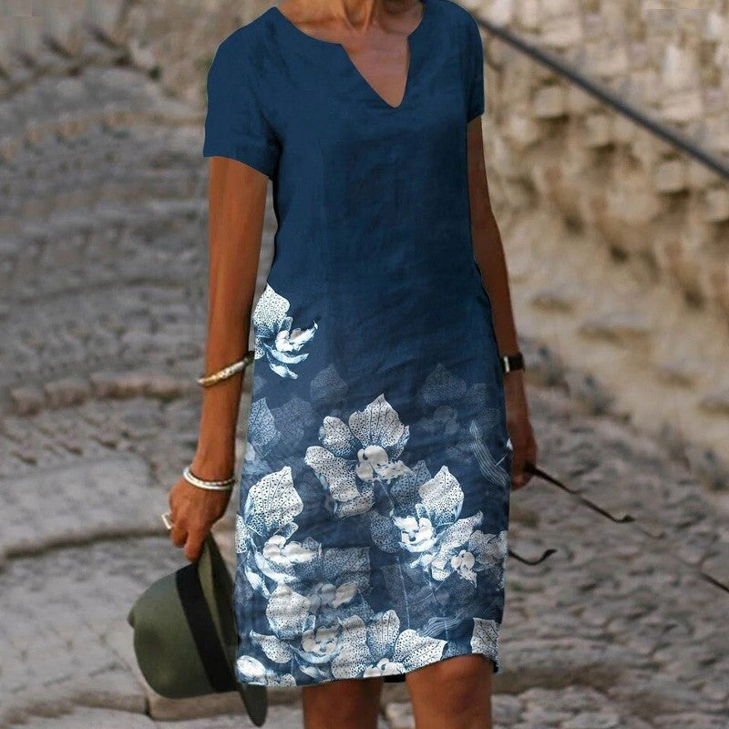 Héloïse – Robe mini d’été à motif floral manches courtes femme