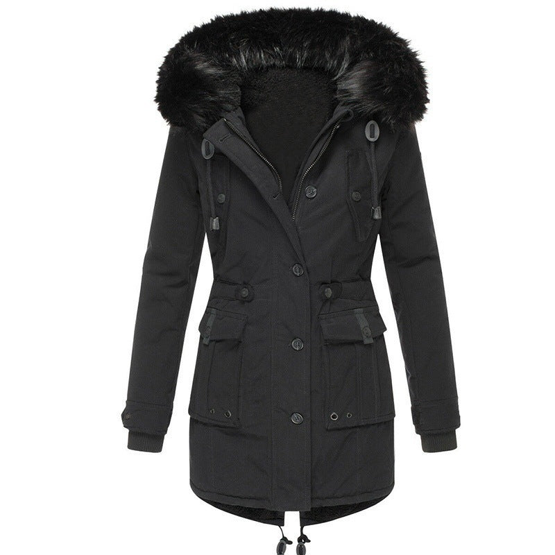 Clara – Manteau femme hiver avec col en fausse fourrure